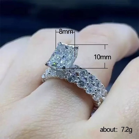 New 925 Silver Double Row Diamond Ring - Picture 6 of 6